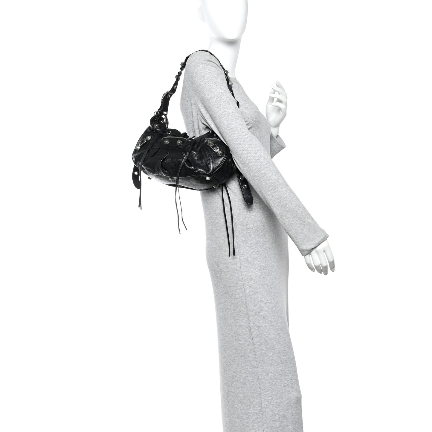 Agneau Arena Small Le Cagole Shoulder Bag Black