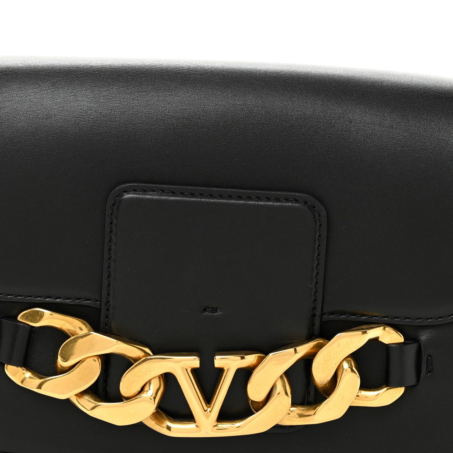 Smooth Calfskin Vlogo Chain Shoulder Bag Black