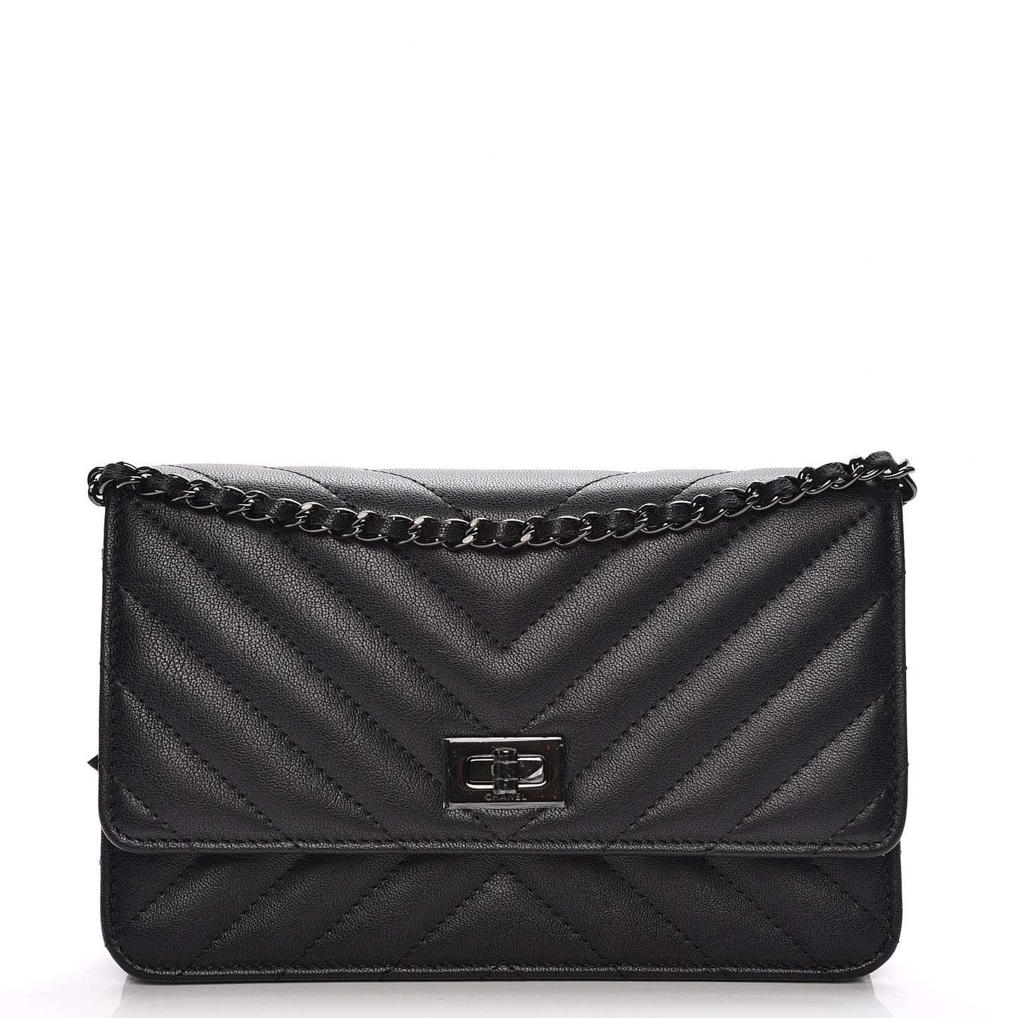 Sheepskin Chevron Reissue Wallet On Chain WOC So Black