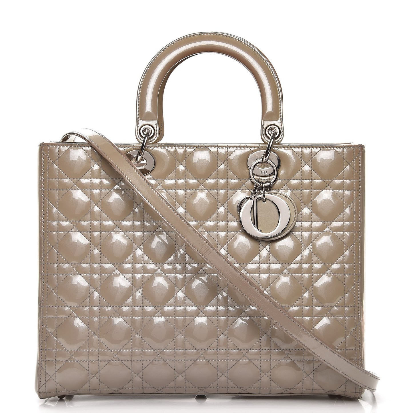 Patent Cannage Large Lady Dior Grey