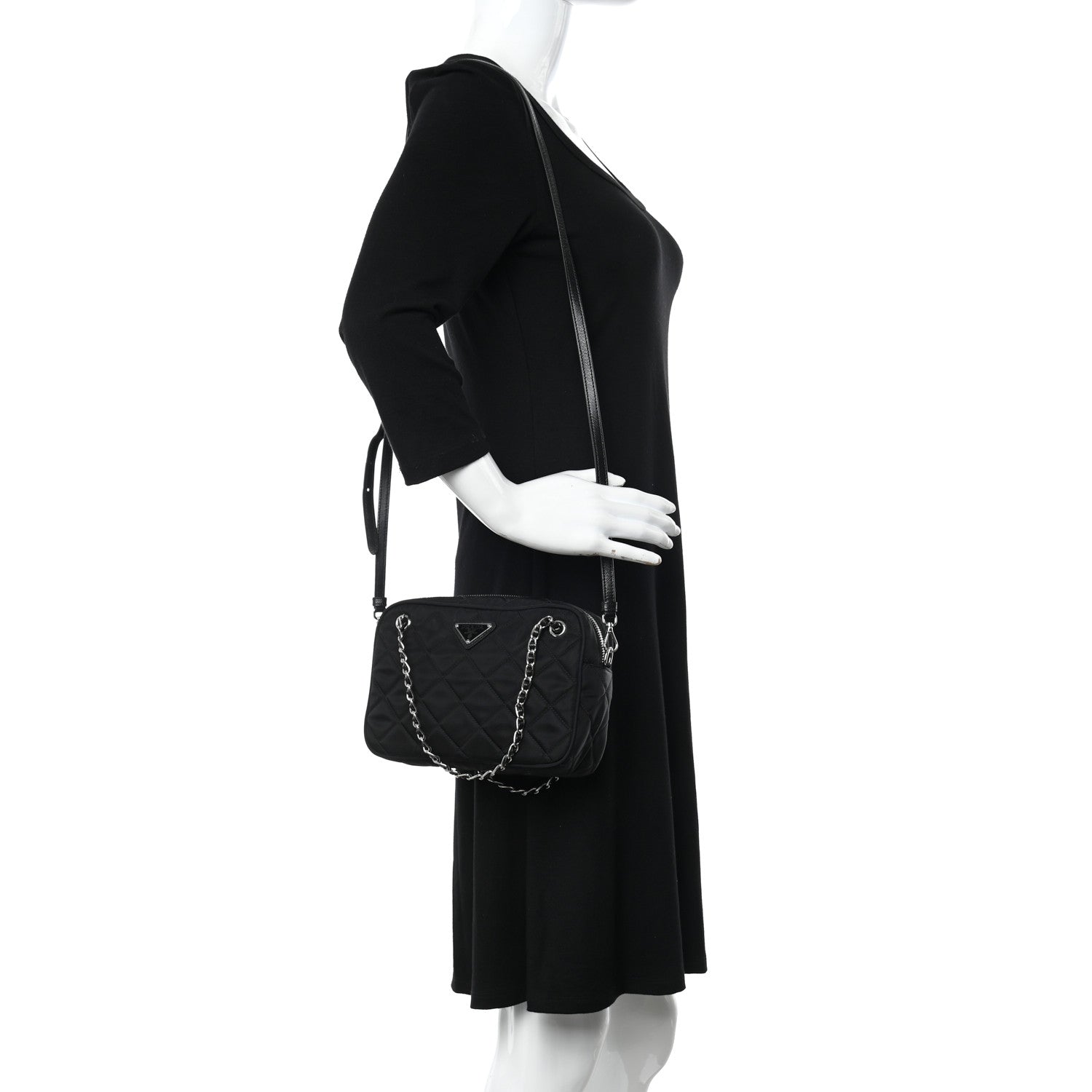 Prada Nylon Tessuto Impuntu Quilted Bandoliera Crossbody Bag Black 2 of 9
