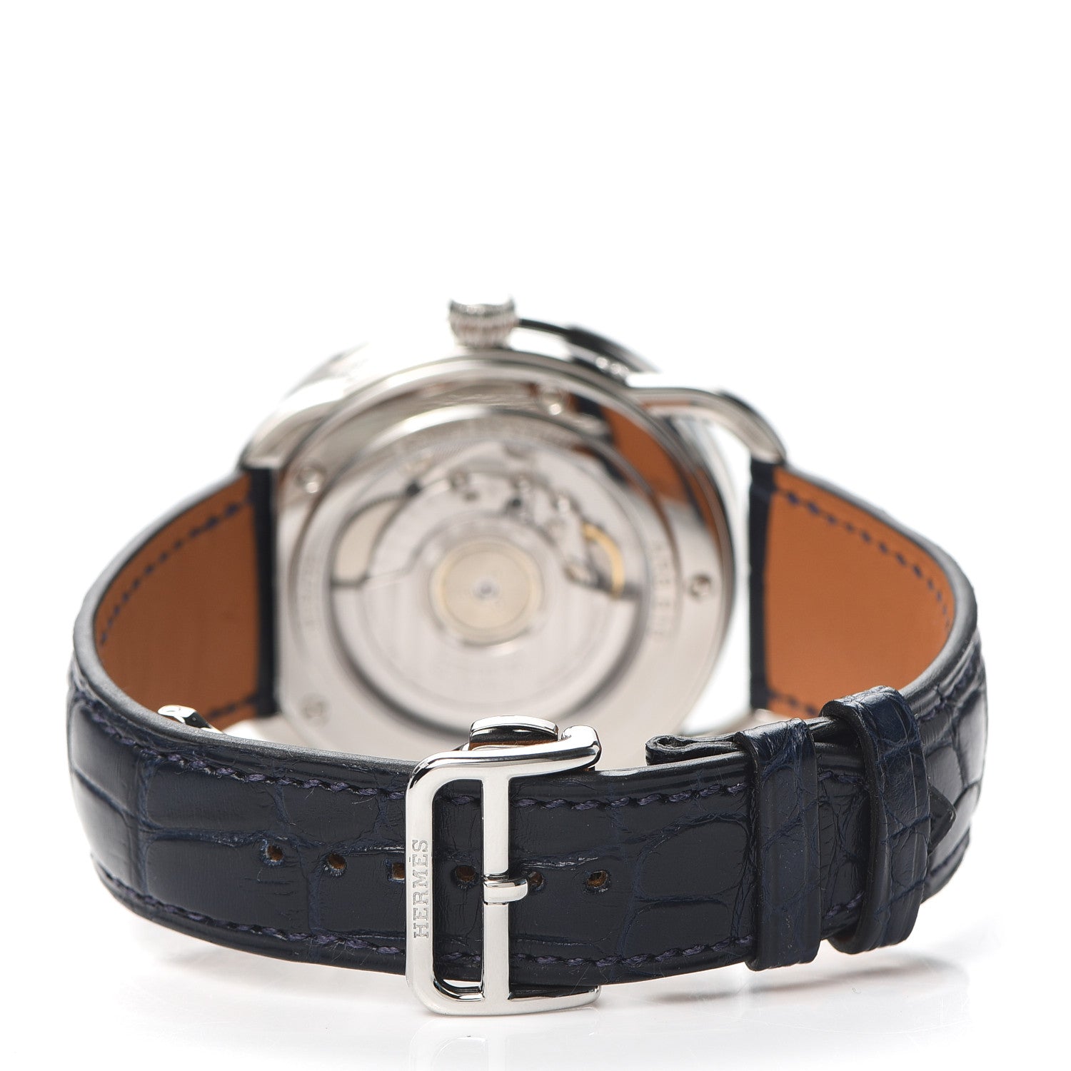 Hermes Stainless Steel Alligator 43mm Arceau Grande Lune Automatic Watch Bleu Abysse 3 of 6