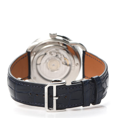 Hermes Stainless Steel Alligator 43mm Arceau Grande Lune Automatic Watch Bleu Abysse 3 of 6