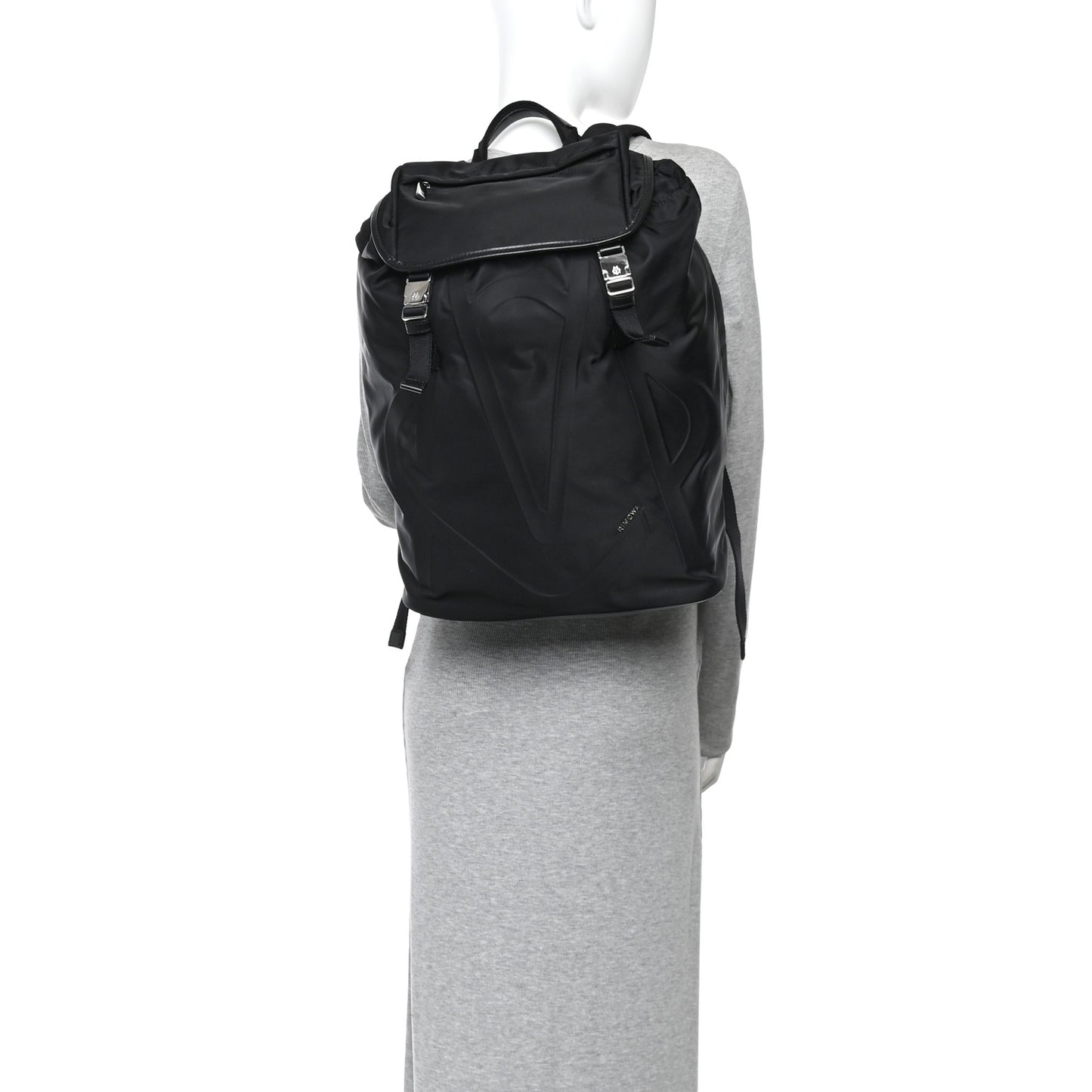 Nylon Calfskin Signature Backpack Black