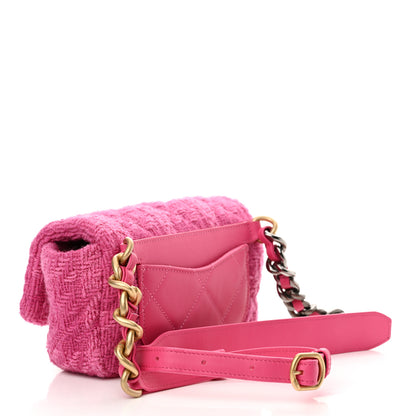 Chanel Tweed Quilted Chanel 19 Waist Bag Pink 3 of 12