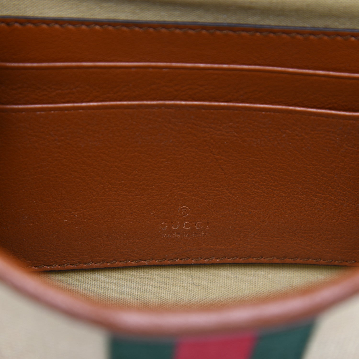 Gucci Vintage Canvas Calfskin Web Mini Rajah Slim Flap Shoulder Bag Sand Light Cuir 8 of 13