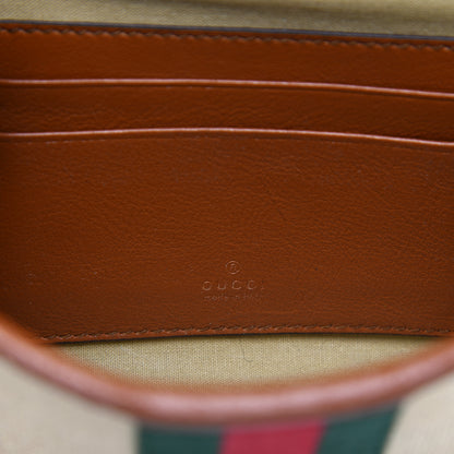 Gucci Vintage Canvas Calfskin Web Mini Rajah Slim Flap Shoulder Bag Sand Light Cuir 8 of 13