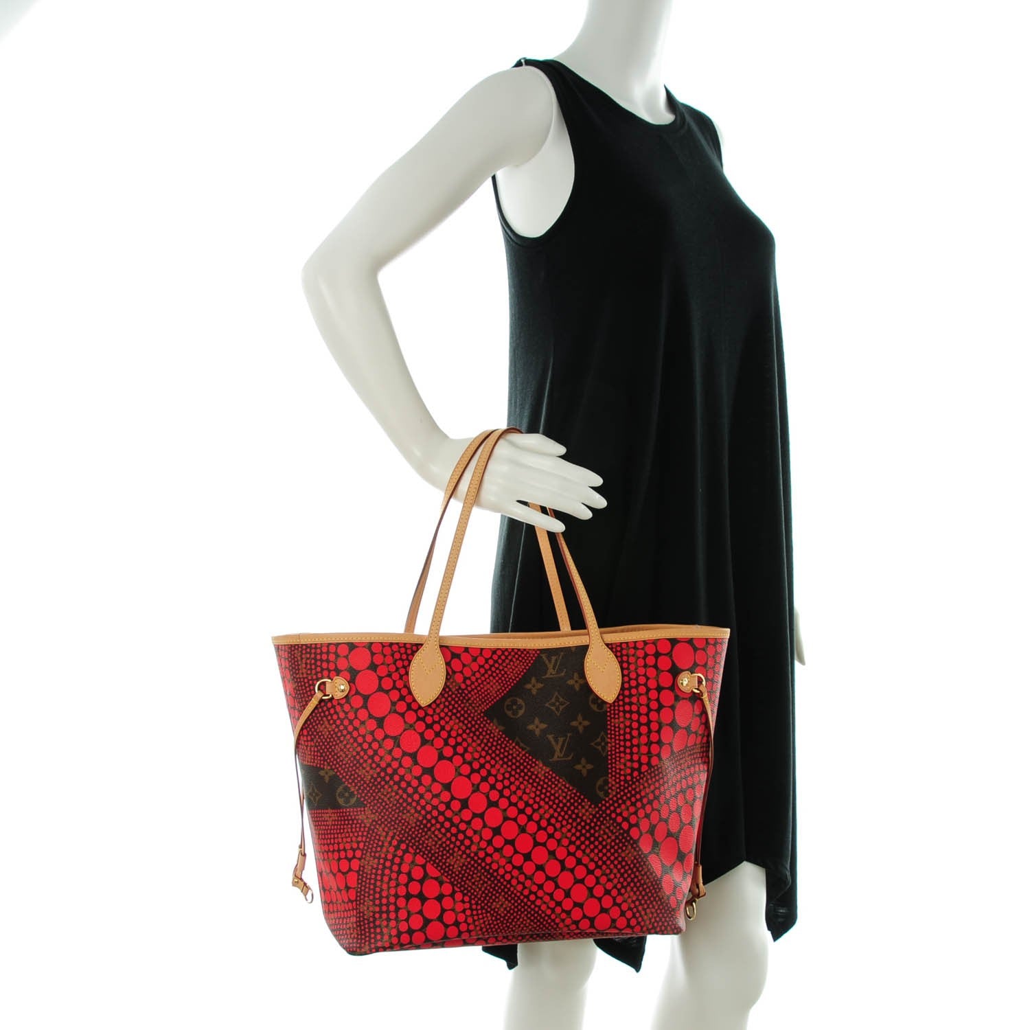 Louis Vuitton Monogram Kusama Waves Neverfull MM Red 2 of 7