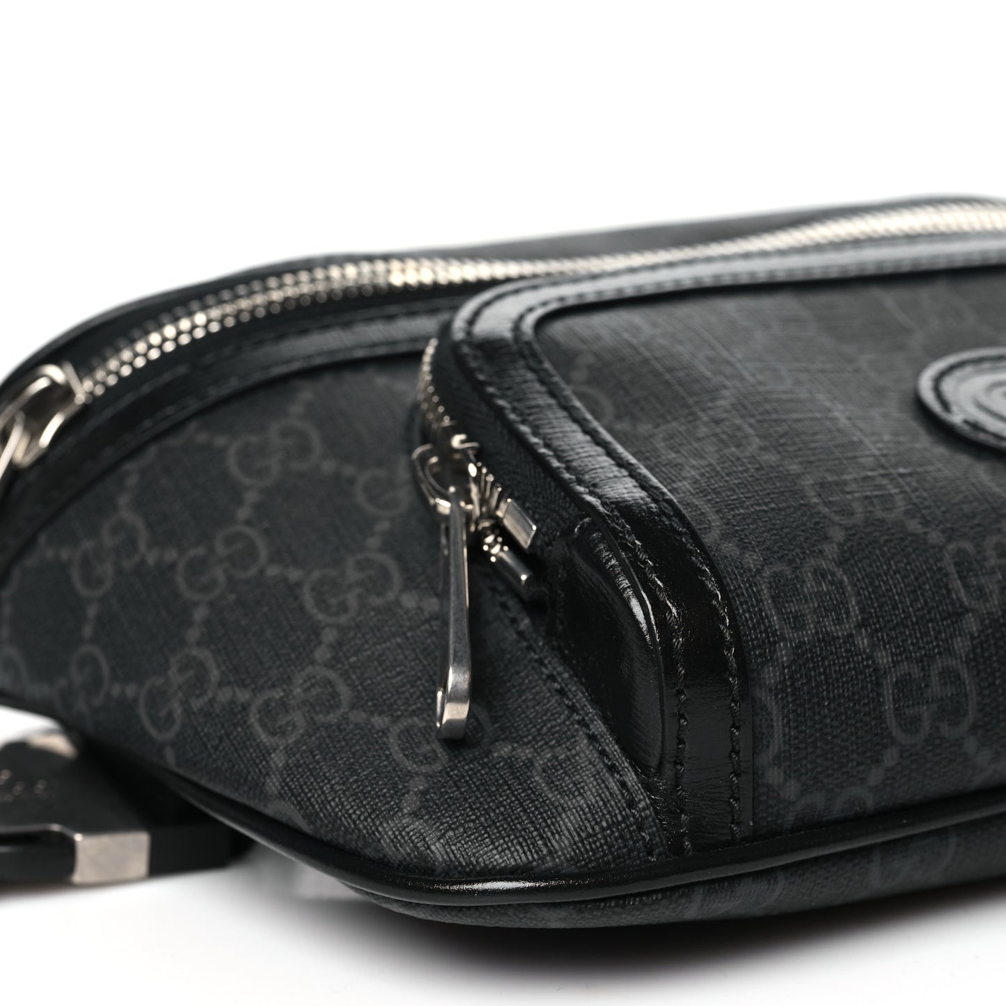GG Supreme Monogram Textured Calfskin Retro Interlocking G Belt Bag Black