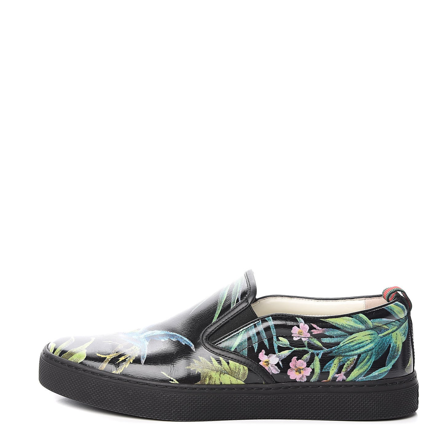Calfskin Tropical Print Mens Dublin Slip On Sneakers 8 Black
