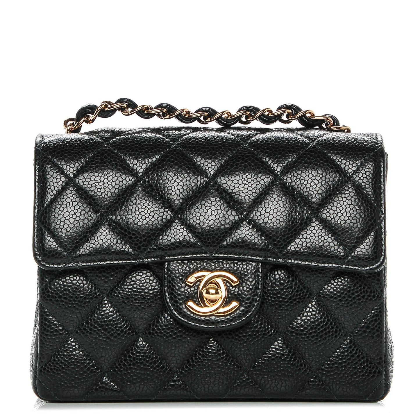 Caviar Quilted Mini Square Flap Black