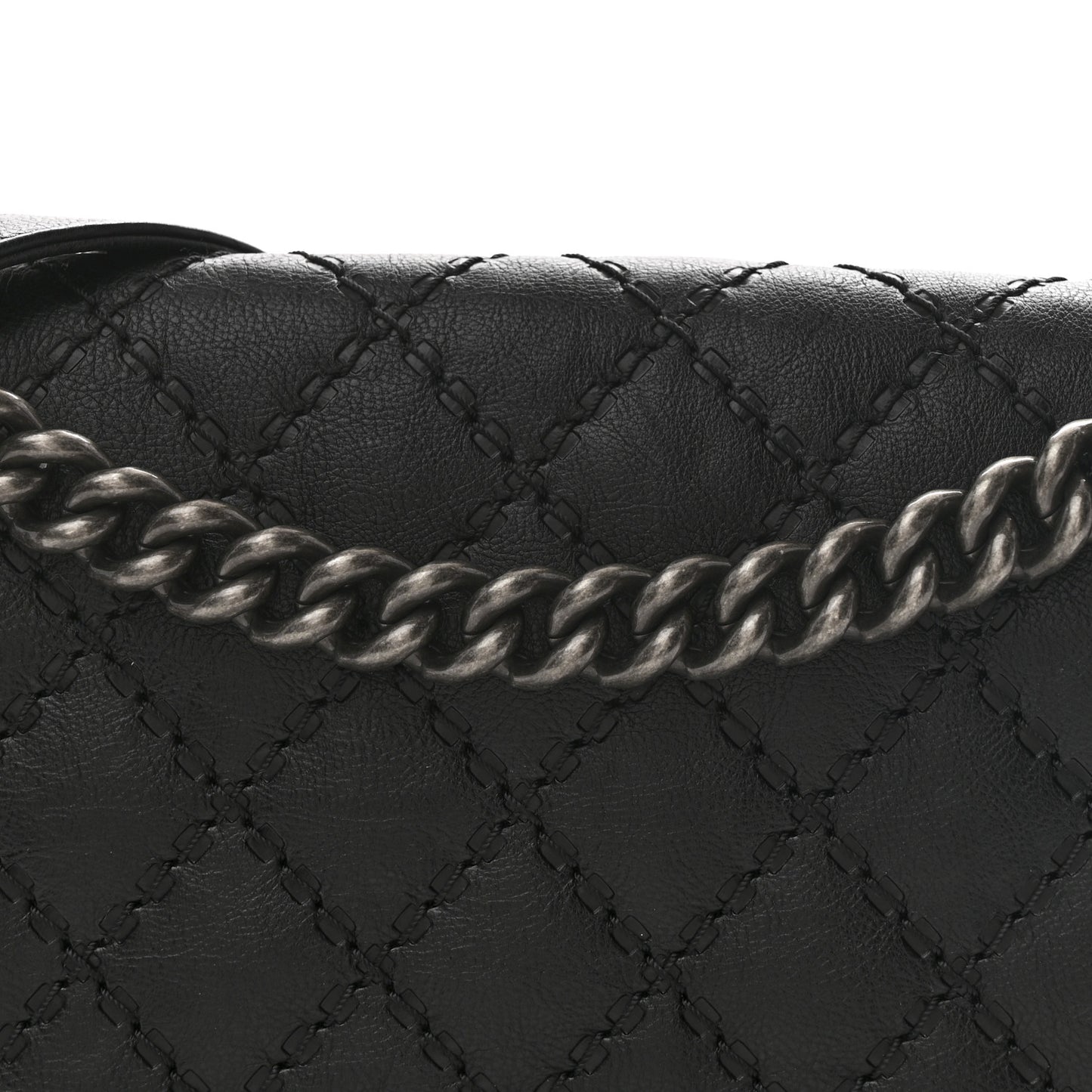 Calfskin Double Stitch Medium Boy Flap Black
