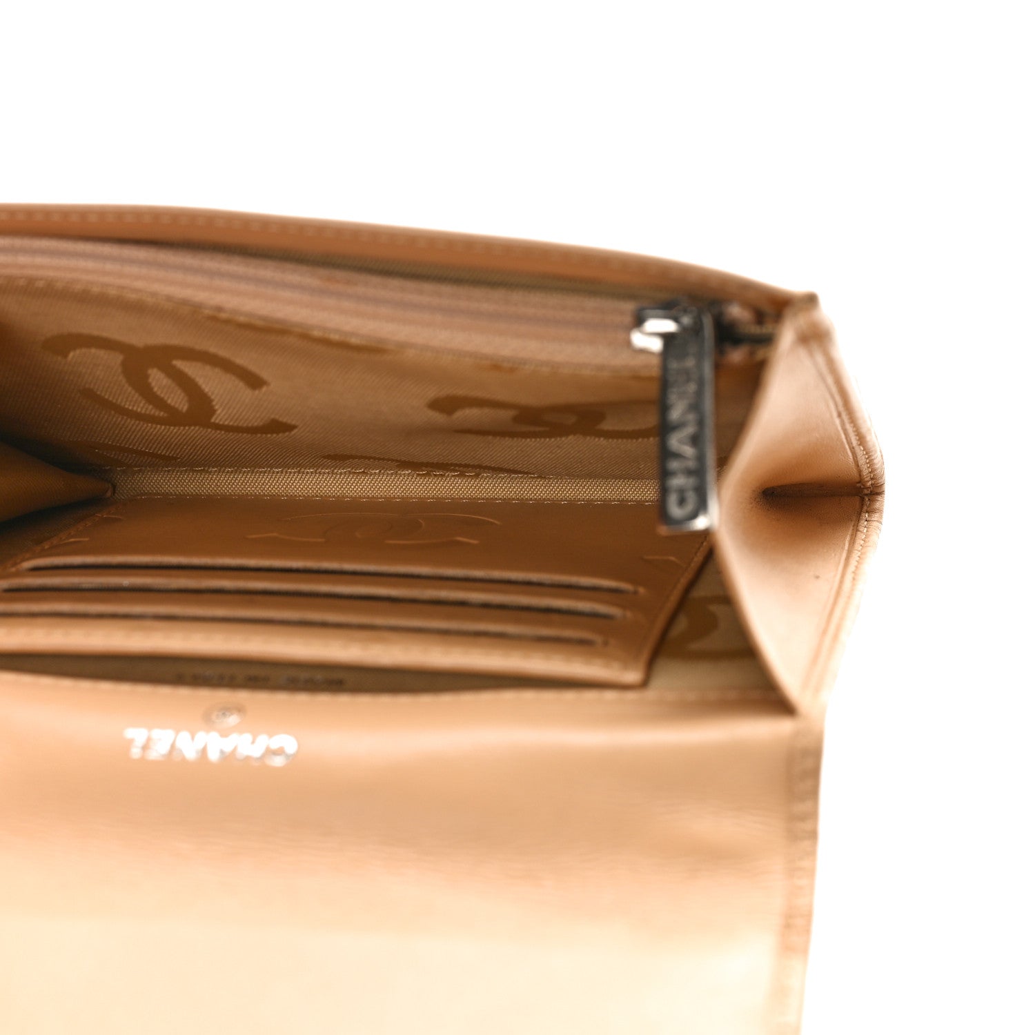 Chanel Calfskin Quilted Cambon Flap Wallet Beige Black 5 of 10