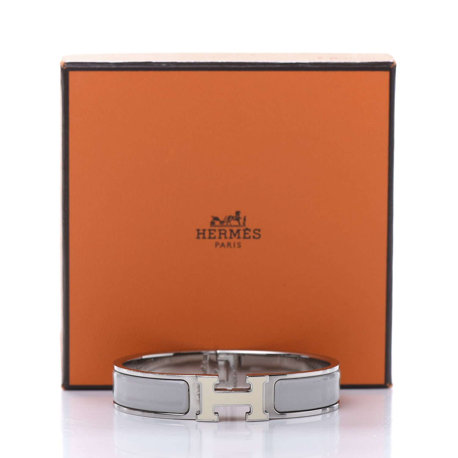 Hermes Enamel Narrow Clic Clac H Bracelet GM Blanc Gris Clair 5 of 5