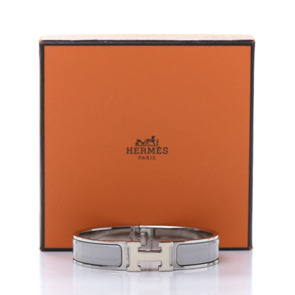 Hermes Enamel Narrow Clic Clac H Bracelet GM Blanc Gris Clair 5 of 5