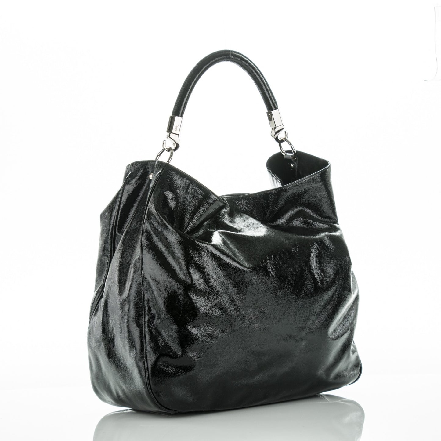 Textured Patent Large Roady Hobo Black