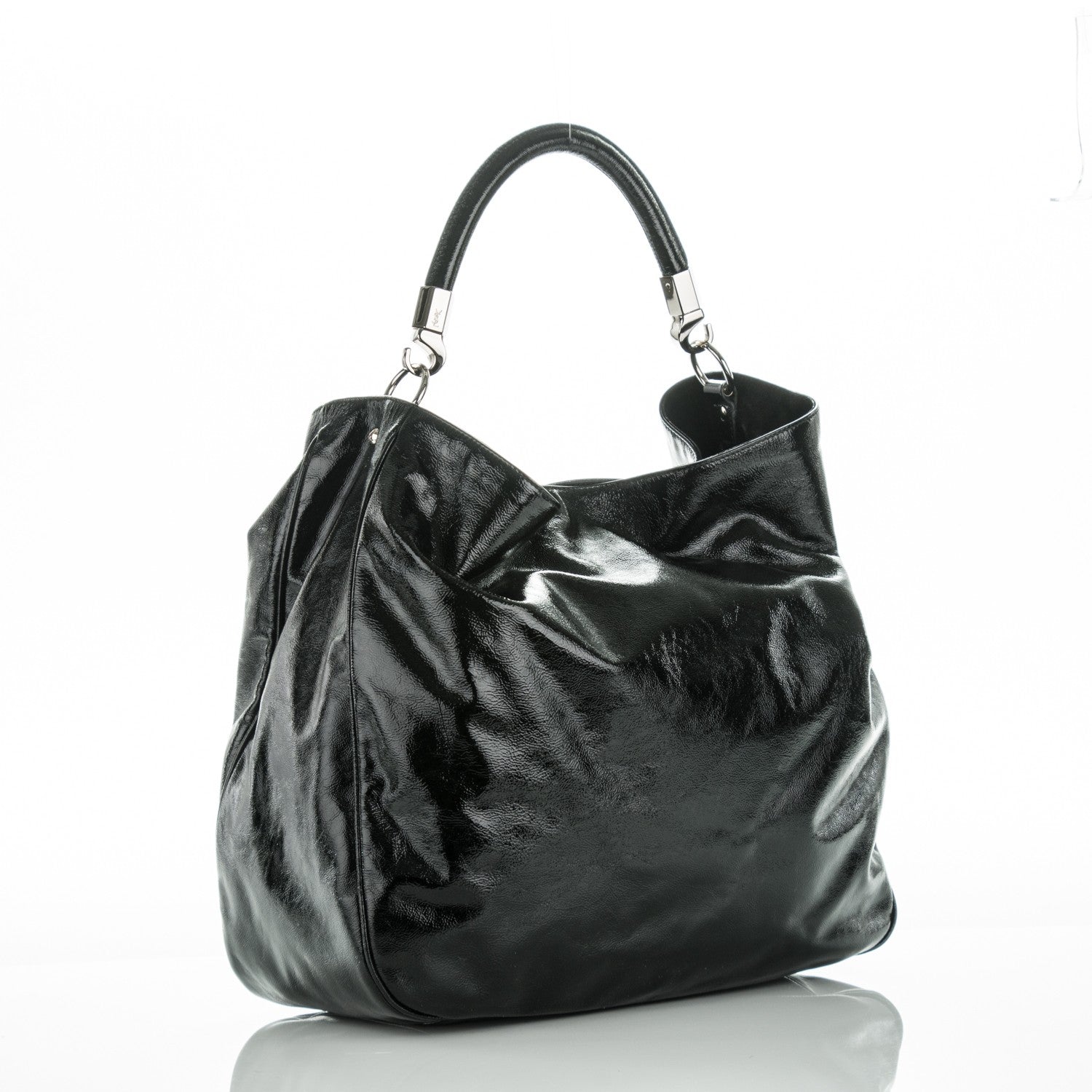 Saint Laurent Textured Patent Large Roady Hobo Black 3 of 7