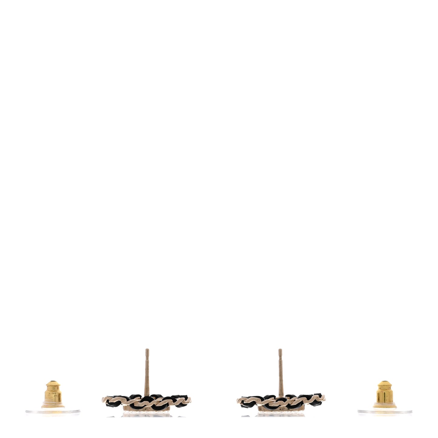 Crystal Lambskin Chain CC Heart Earrings Gold Black