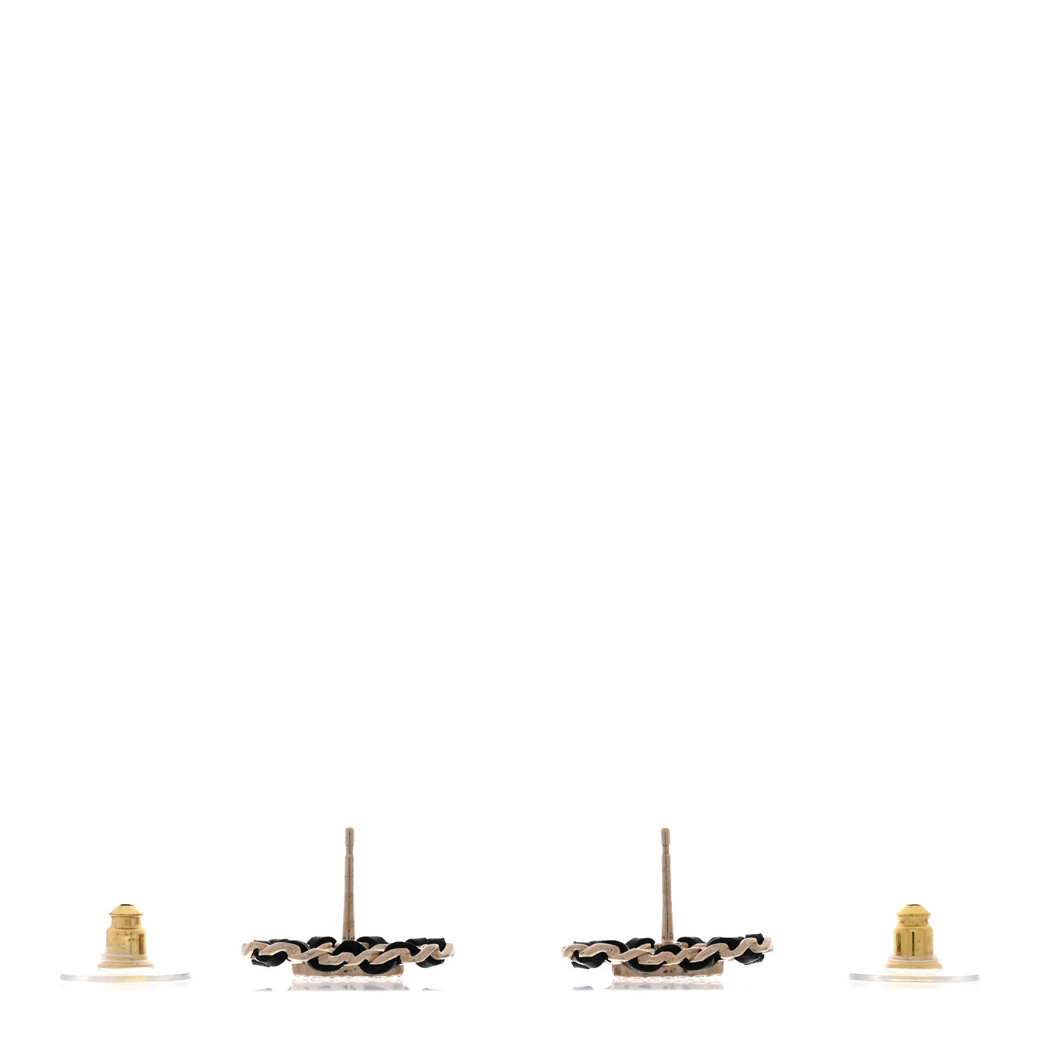 Chanel Crystal Lambskin Chain CC Heart Earrings Gold Black 3 of 5