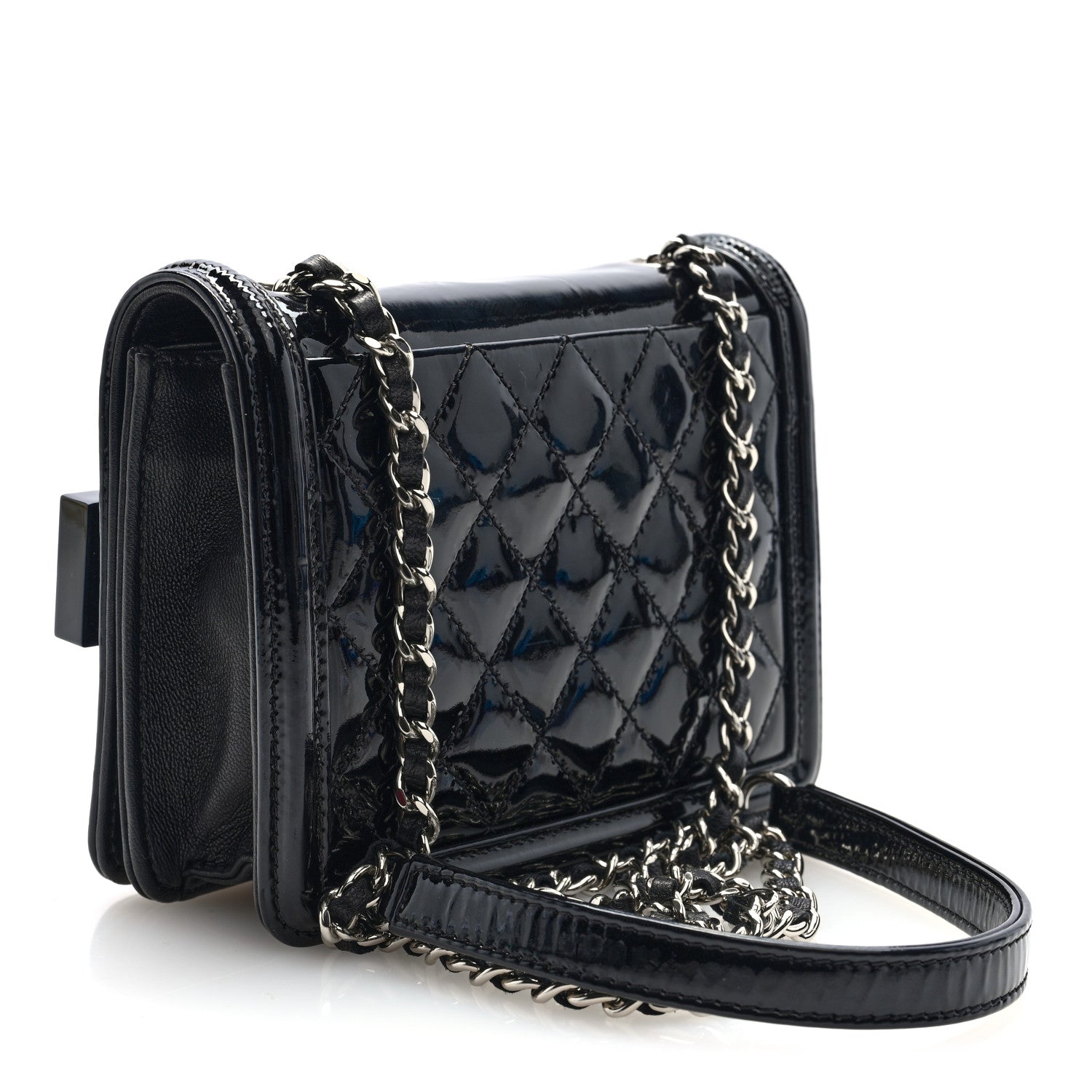 Chanel Plexiglass Patent Baguette Crystal Mini Boy Brick Flap