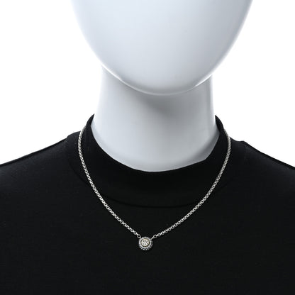 David Yurman Sterling Silver 18K Yellow Gold Diamond 12mm Pave Cookie Necklace 2 of 5