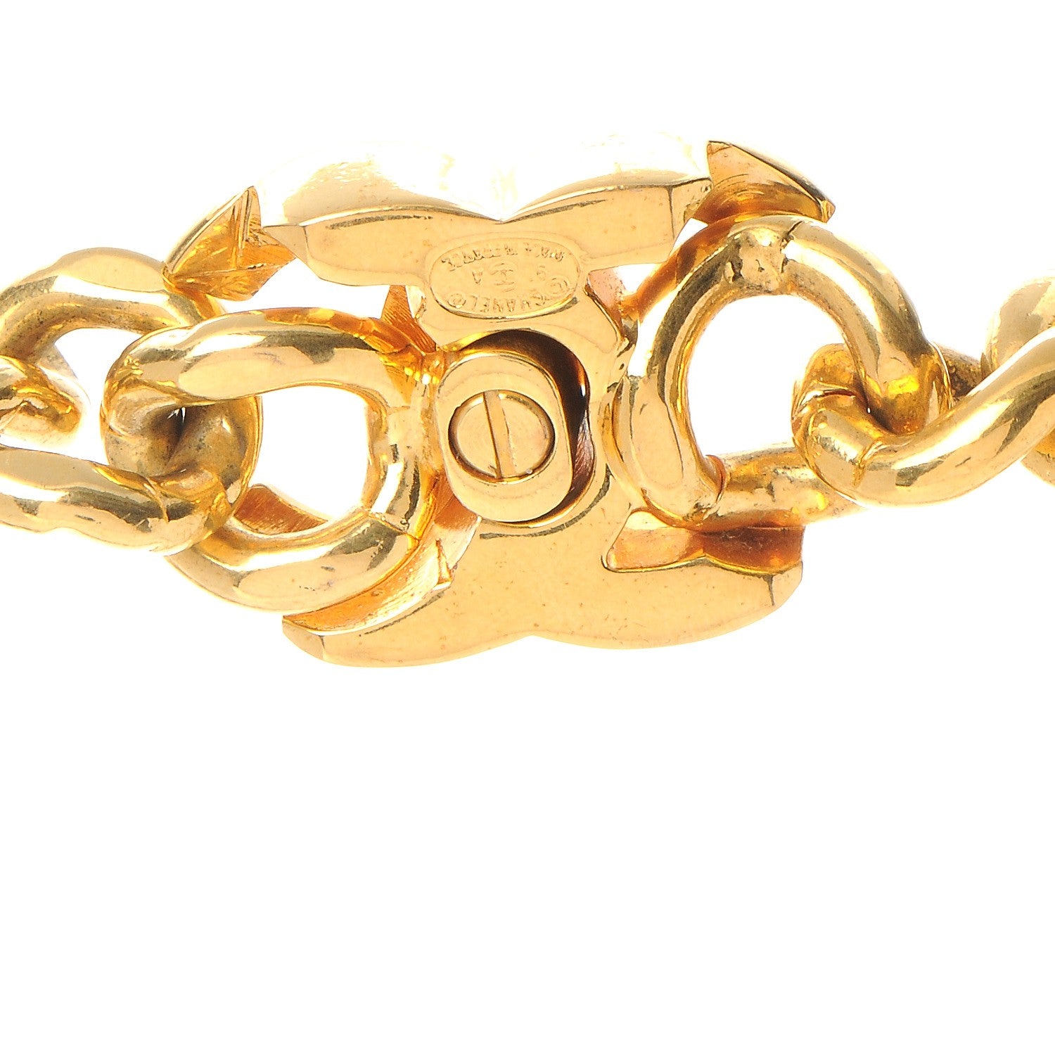 Chanel Chain Link CC Choker Necklace Gold 5 of 8