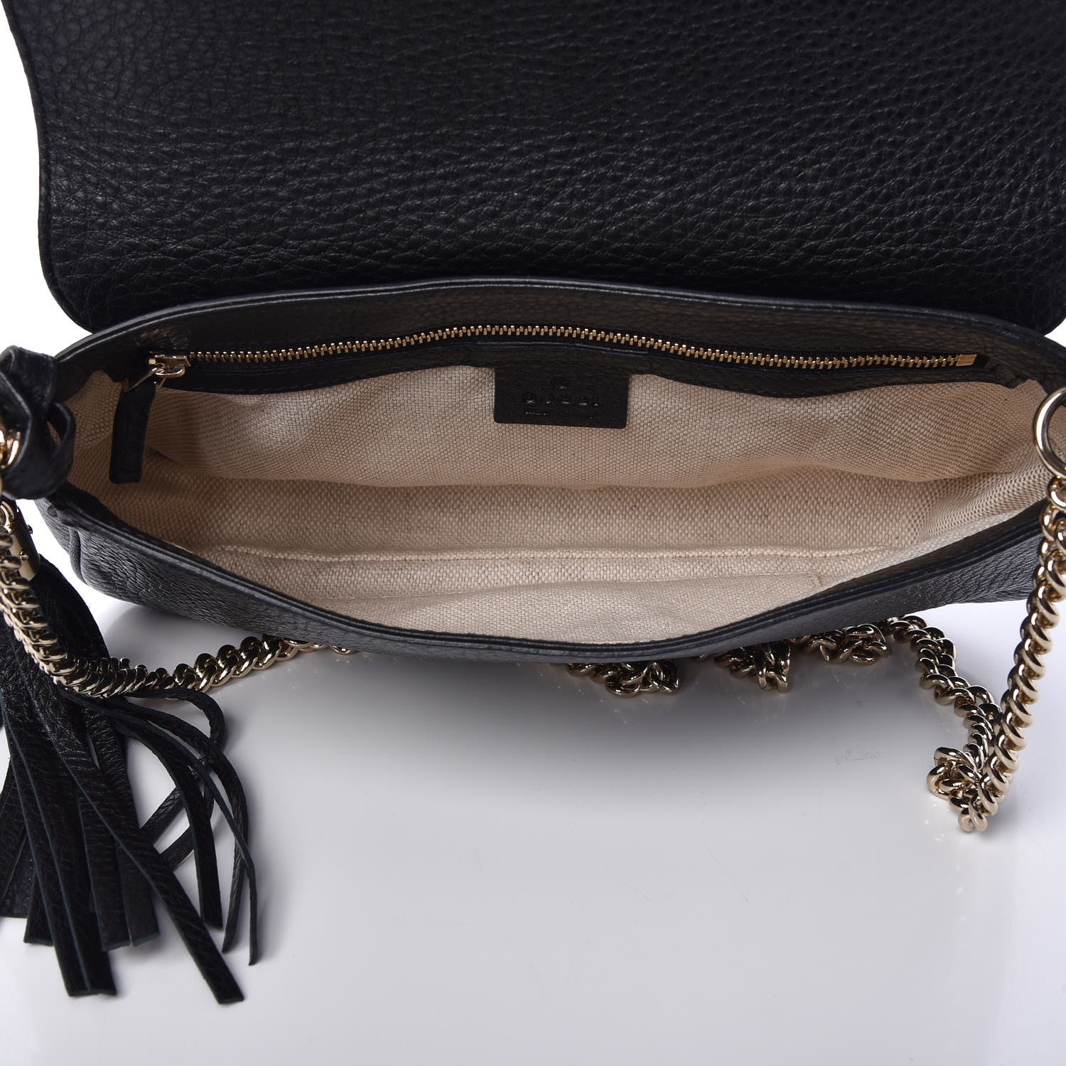Gucci Pebbled Calfskin Medium Soho Flap Crossbody Black 5 of 9