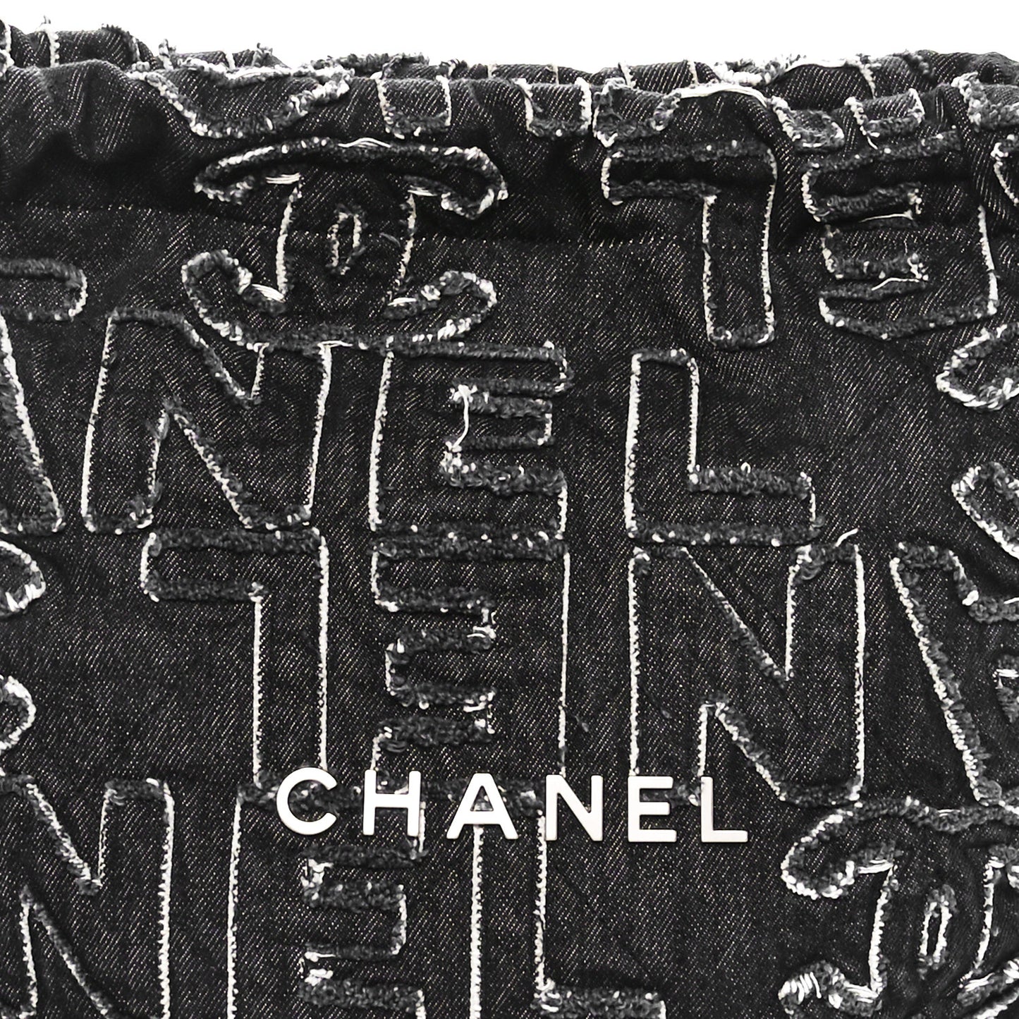 Denim Patchwork Quilted Chanel 22 Black