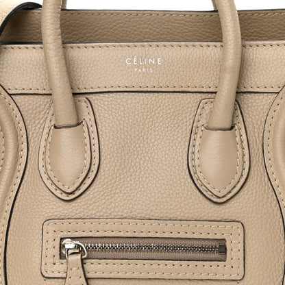Celine Drummed Calfskin Nano Luggage Dune 7 of 15