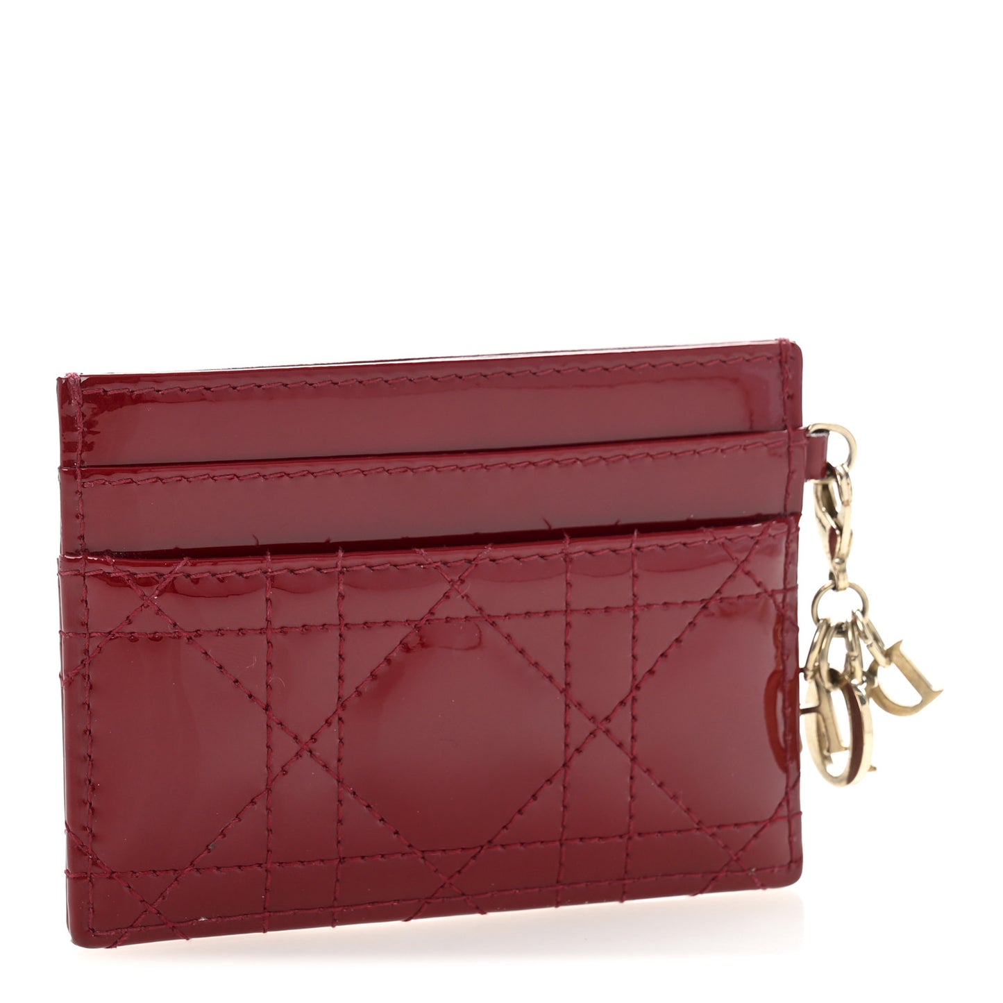 Patent Cannage Lady Dior Five-Slots Card Holder  Cherry Red