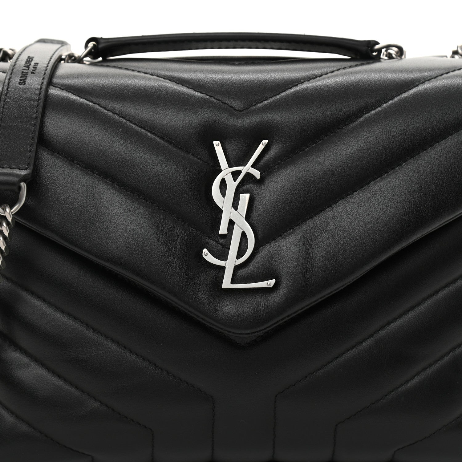 Saint Laurent Calfskin Y Quilted Monogram Small Loulou Chain Satchel Black 8 of 11