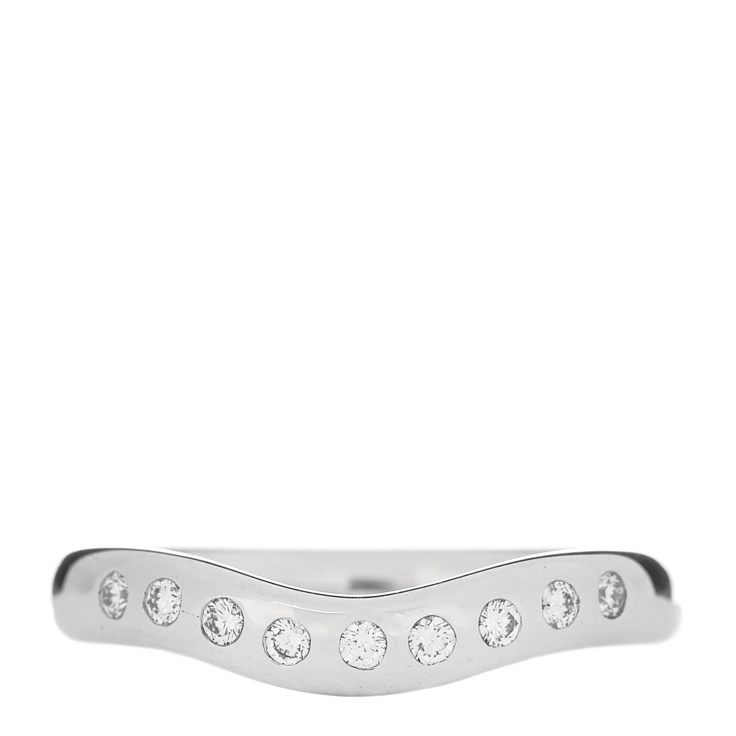 Tiffany Platinum Diamond Elsa Peretti Curved Wedding Band Ring 48 4.5 1 of 5