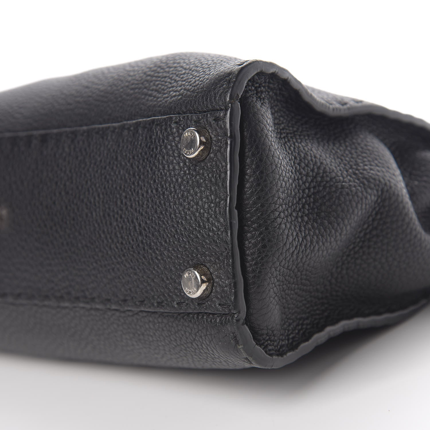Fendi Cuoio Romano Selleria Bi-Color Medium Peekaboo Iconic Satchel Black Mou 7 of 8