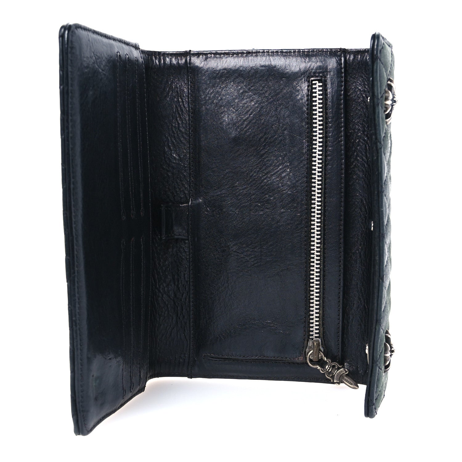Chrome Hearts Lambskin Cross Snap Wave 4 Tri Fold Wallet Black 5 of 12