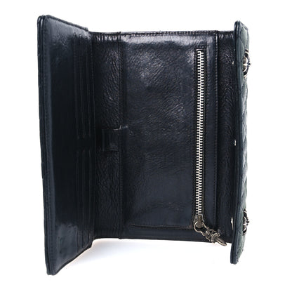 Chrome Hearts Lambskin Cross Snap Wave 4 Tri Fold Wallet Black 5 of 12