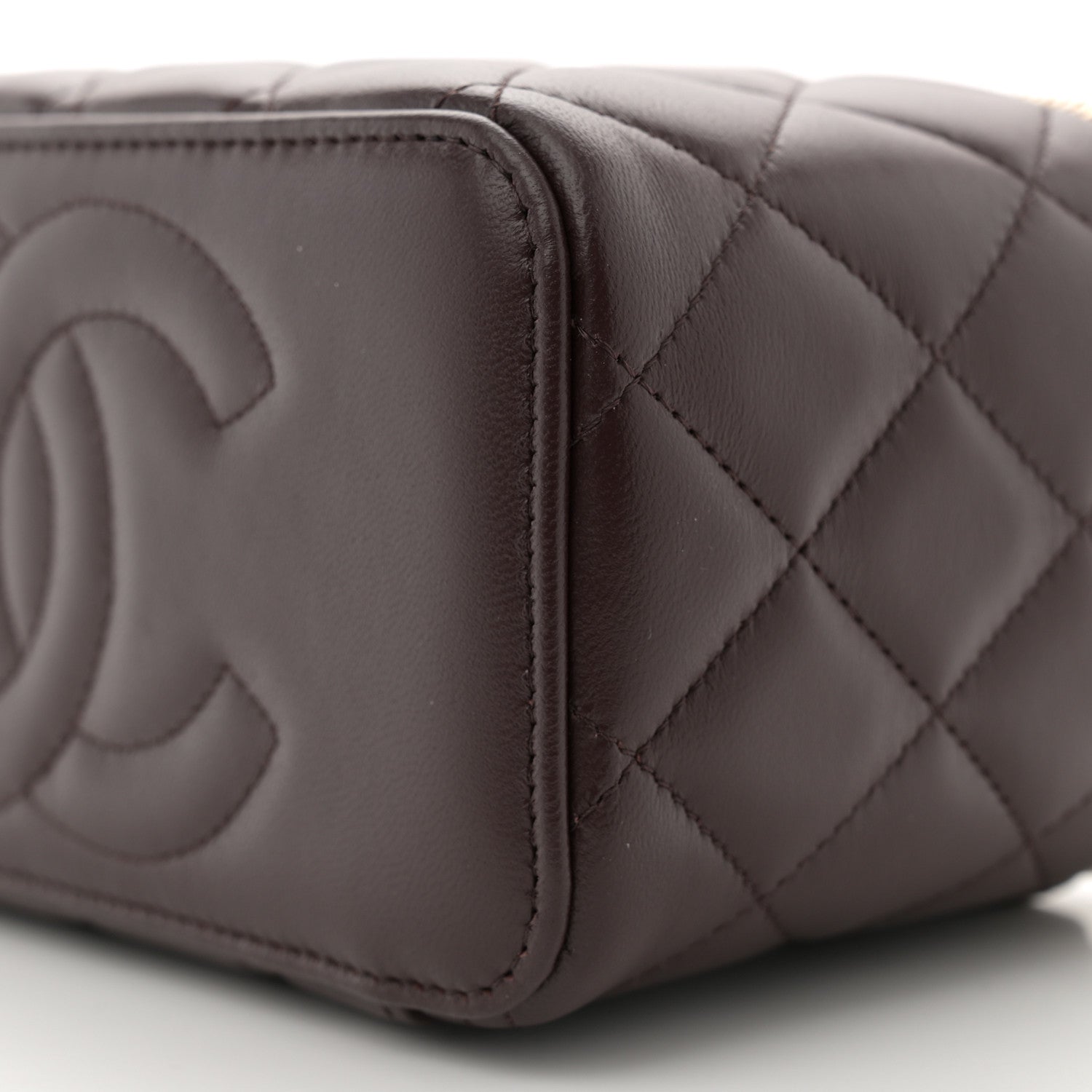 Chanel Lambskin Quilted Small Top Handle Vanity Case With Chain Dark Brown 9 of 9