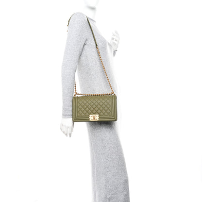 Chanel Caviar Quilted Medium Boy Flap Khaki 3 of 11