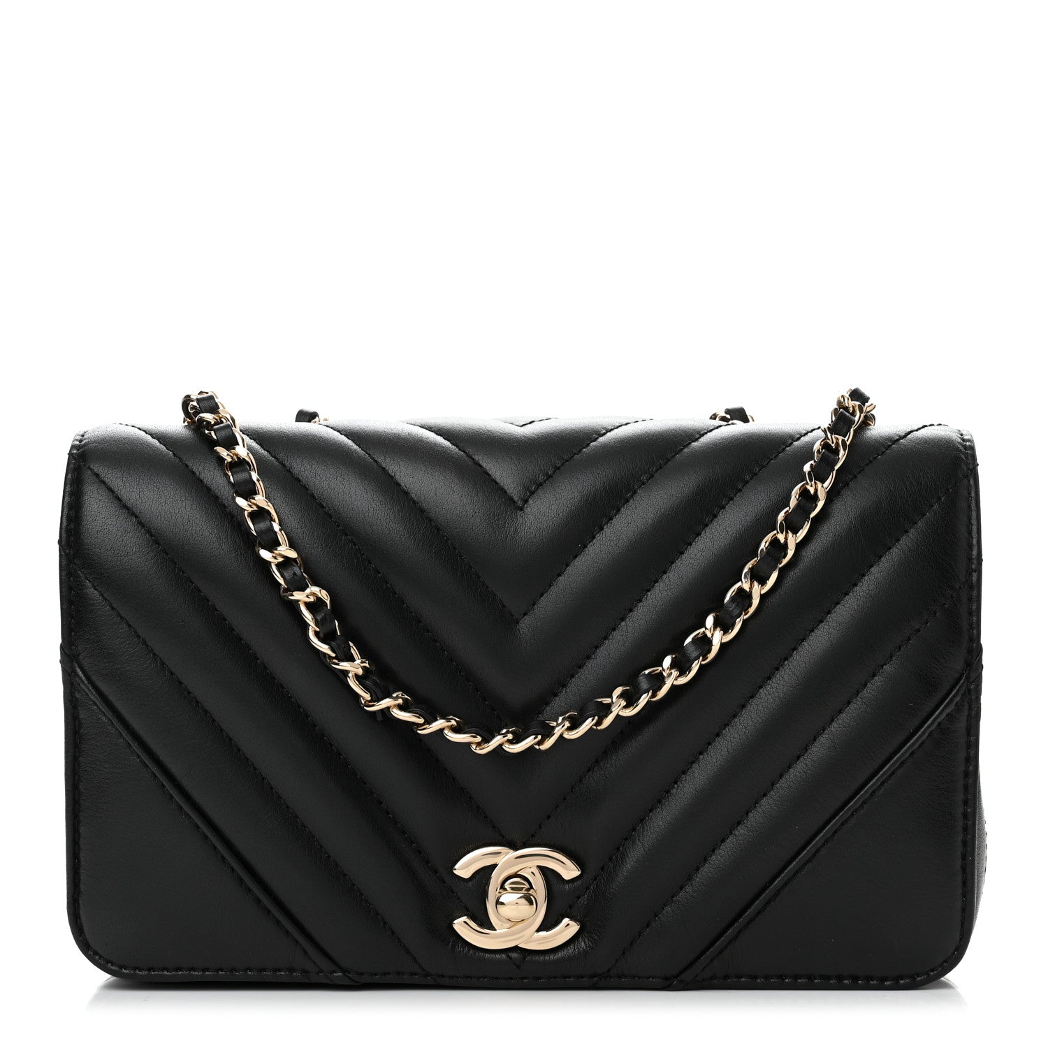 Chanel Calfskin Chevron Quilted Mini Statement Flap Black 1 of 11