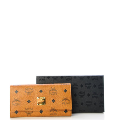 MCM Visetos Heritage Large Trifold Flap Wallet Cognac 10 of 11