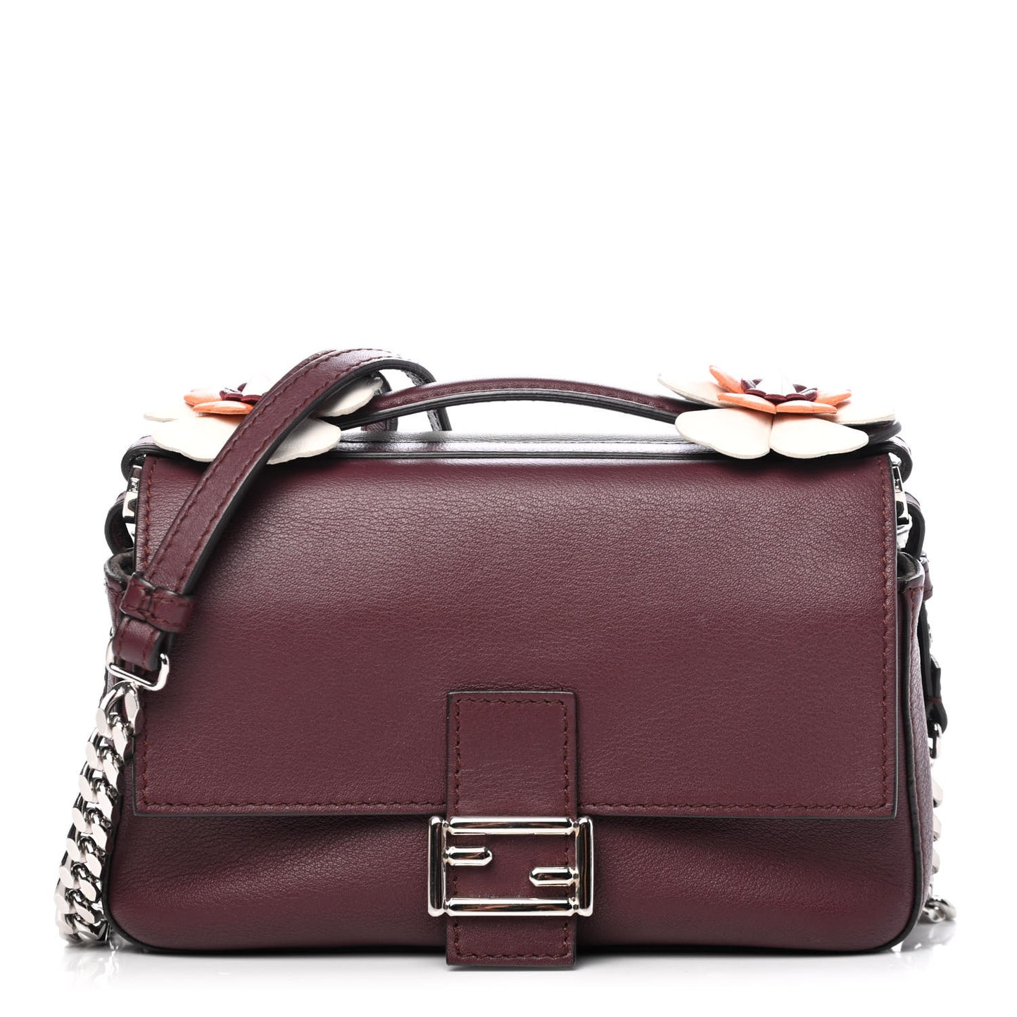 Vitello Dolce Flowerland Bi-Color Studded Micro Double Baguette Bordeaux White Ice