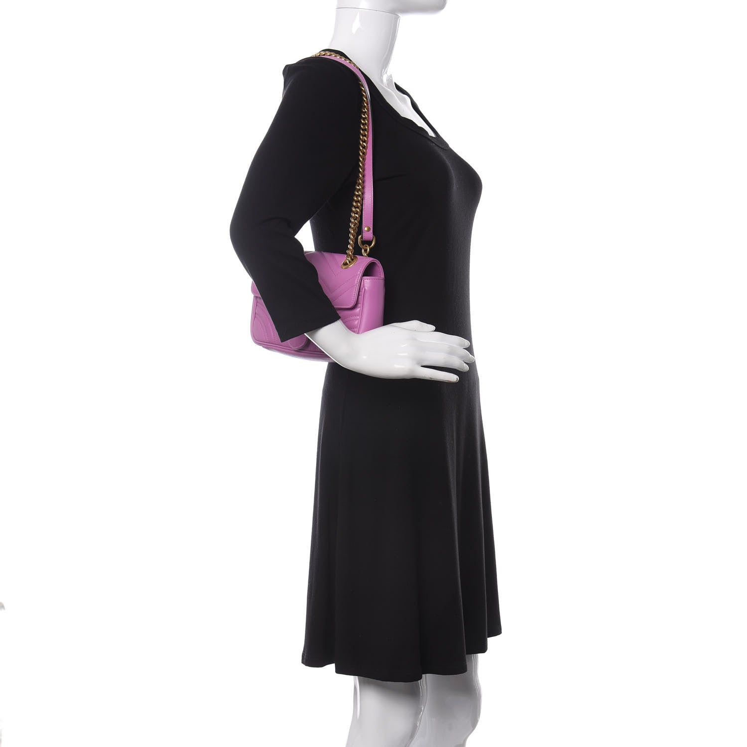 Gucci Calfskin Matelasse Mini GG Marmont Shoulder Bag Candy Mousse 2 of 11