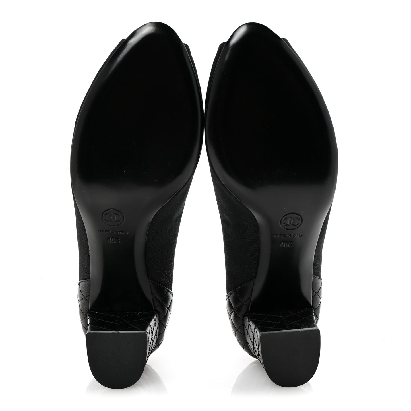 Nylon Lambskin Quilted Chain CC Pumps 40 Black
