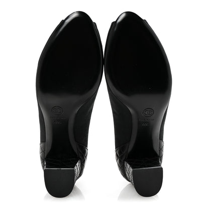 Chanel Nylon Lambskin Quilted Chain CC Pumps 40 Black 6 of 10
