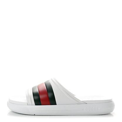Gucci Rubber Web Mens Slide Sandals 12 White Green Red 1 of 10