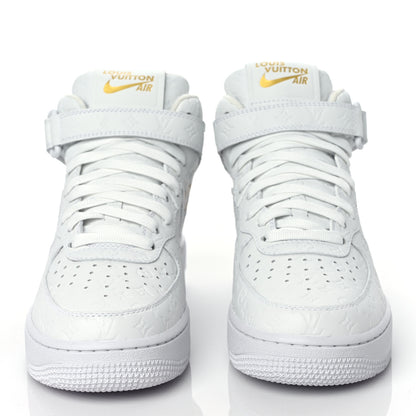 Louis Vuitton X NIKE AIR FORCE 1 Calfskin Monogram Mens Mid Sneakers 6 White 2 of 9