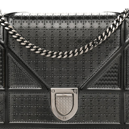 Christian Dior Metallic Patent Micro-Cannage Diorama Wallet on Chain Pouch Black 9 of 10