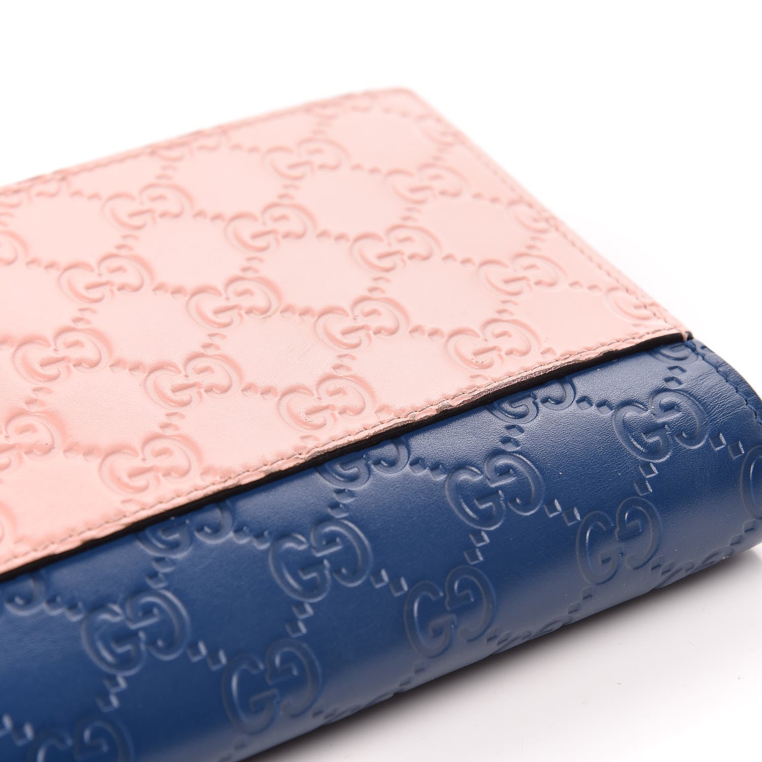 Gucci Guccissima Signature Bi-Color Bowy Chain Wallet Blue Dark Cipria 7 of 16
