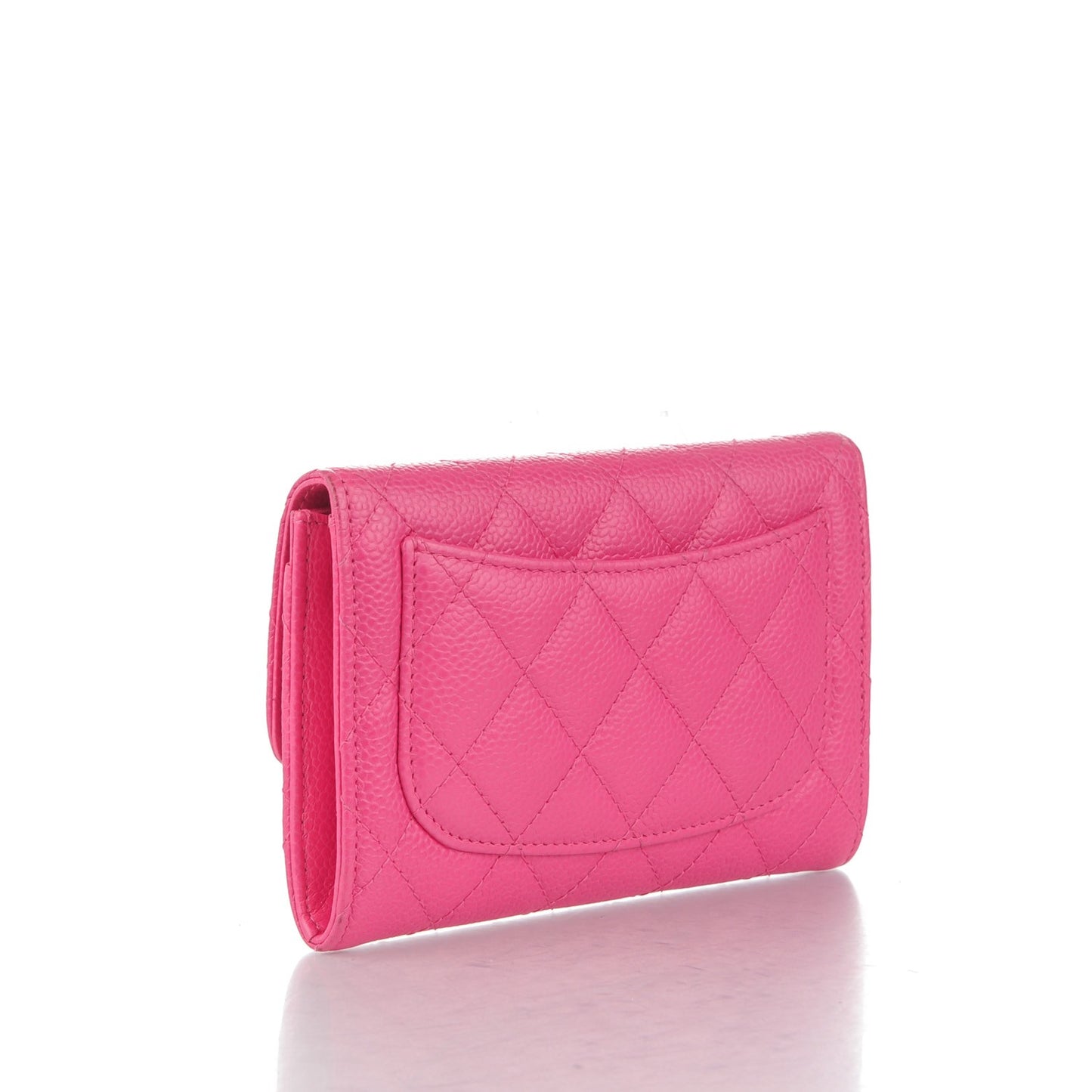 Caviar Quilted Small Flap Wallet Dark Pink