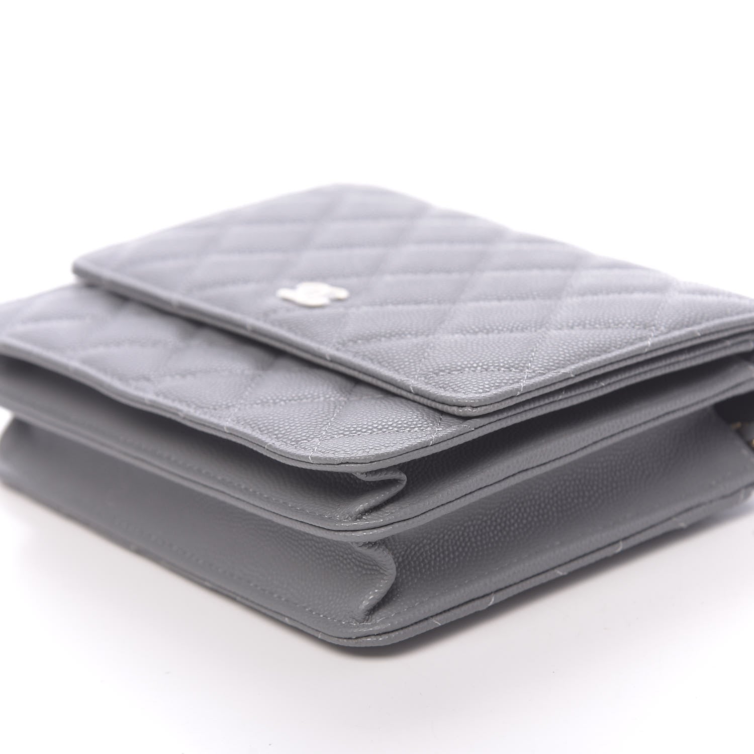 Chanel Caviar Quilted Square Wallet On Chain WOC Grey 10 of 11