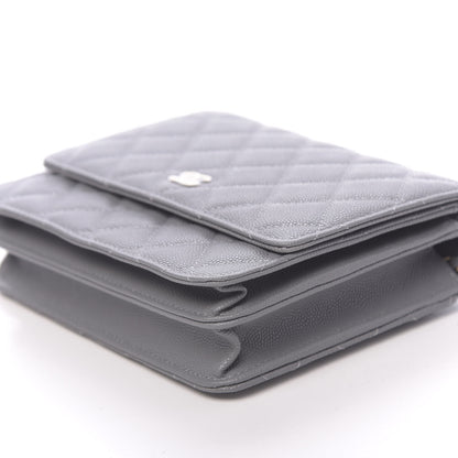 Chanel Caviar Quilted Square Wallet On Chain WOC Grey 10 of 11